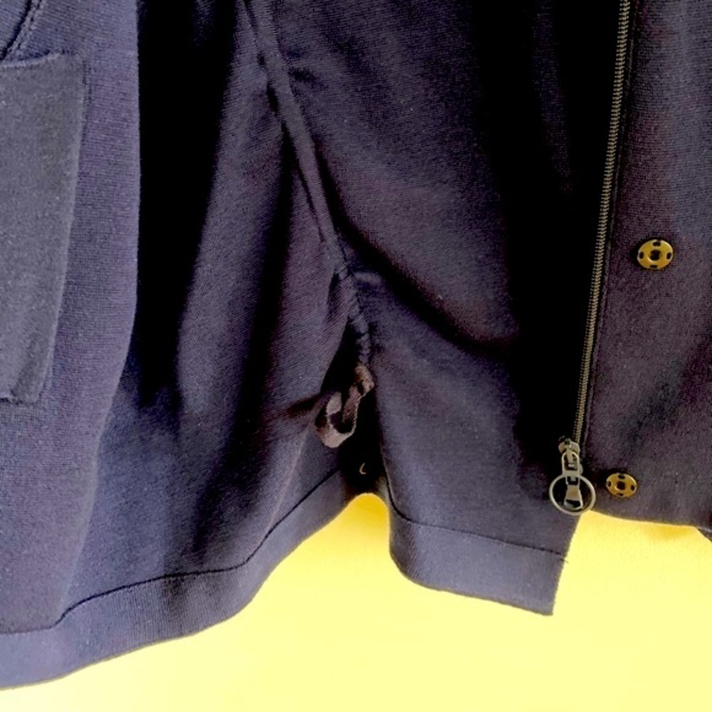 Akris Punto Navy Blue Wool Knit Stand Collar Zip Jacket US 14 Women - Picture 5 of 8